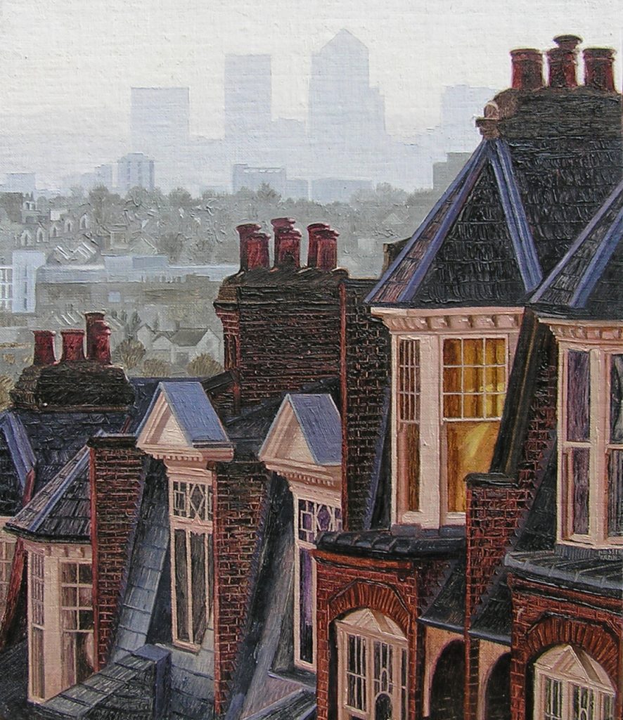 Good Morning Muswell Hill, oil on linen on board (2014), SOLD.