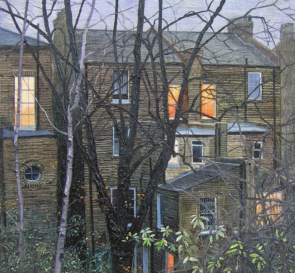 Winter Dusk in London, oil on linen on board, 24cm x 26cm (2013), SOLD